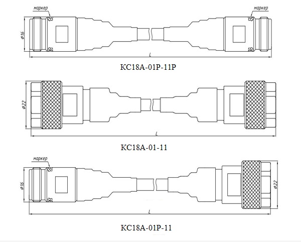 Кабельные сборки СВЧ для коаксиального тракта КС18А-01-11, КС18А-01Р-11, КС18А-01Р-11Р с разъемами тип III и N производства НПФ Микран